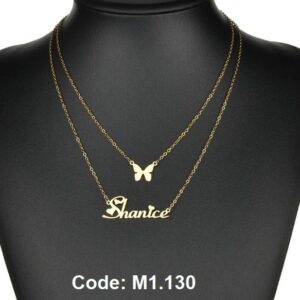 EMV-Customized-Stainless-Steel-Name-&-Letter-Gold-Butterfly-Layered-Choker-Necklace-Pendant