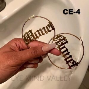 EMV Personalized Centre Name Stainless Steel Letter Earrings EyeMindValley