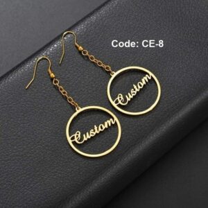 EMV Personalized Custom Round Shape Chain Name Earrings EyeMindValley
