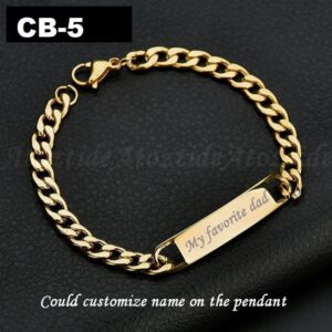 Fashion Customized Engraving Name Words Bar Chain Bracelet For Men EyeMindValley