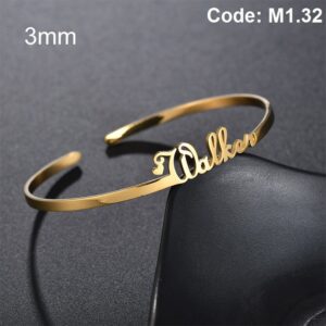 Fashion Personalized Custom Wristband Nameplate Open Bangle Bracelet EyeMindValley