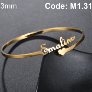 Fashion Personalized Letters Heart Name Adjustable Cuff Bangle Bracelet EyeMindValley