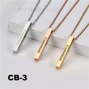 Four Sides Engraving Personalized Square Bar Custom Name Necklace Eyemindvalley