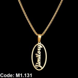 Oval Shape EMV Customized Stainless Steel Name & Letter Gold Choker Necklace Pendant M1.131